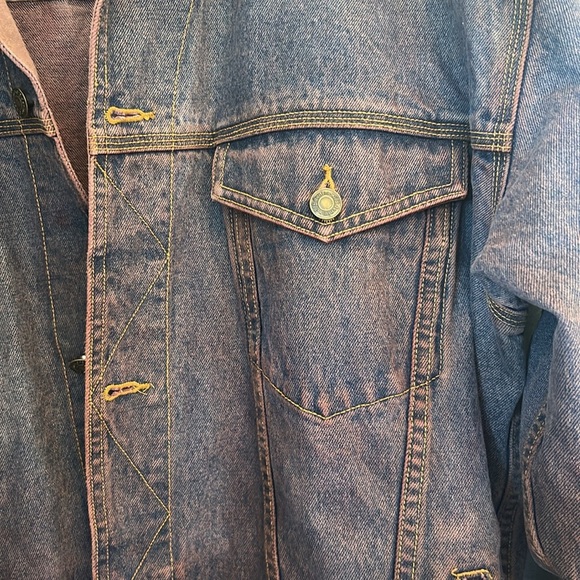 Shelbeshop Men's Denim Jacket with Brown Accents XL - Picture 3 of 7